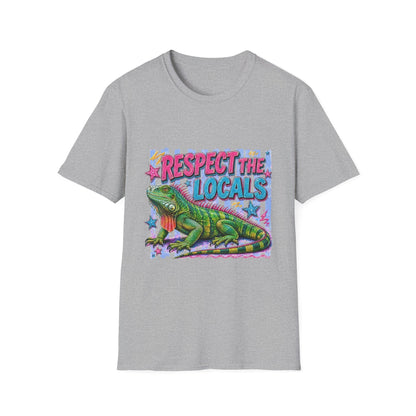 Respect the Locals T-Shirt — Colorful Iguana Graphic Tee
