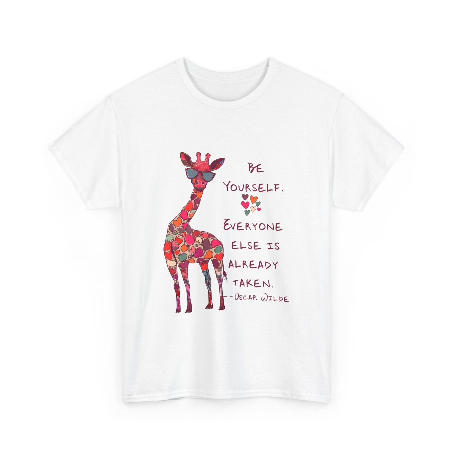 Giraffe Floral Tee — "Be Yourself" Inspirational Graphic T-Shirt