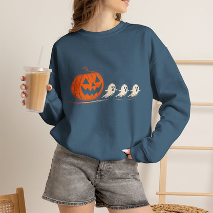 Halloween Pumpkin & Ghosts Crewneck Sweatshirt