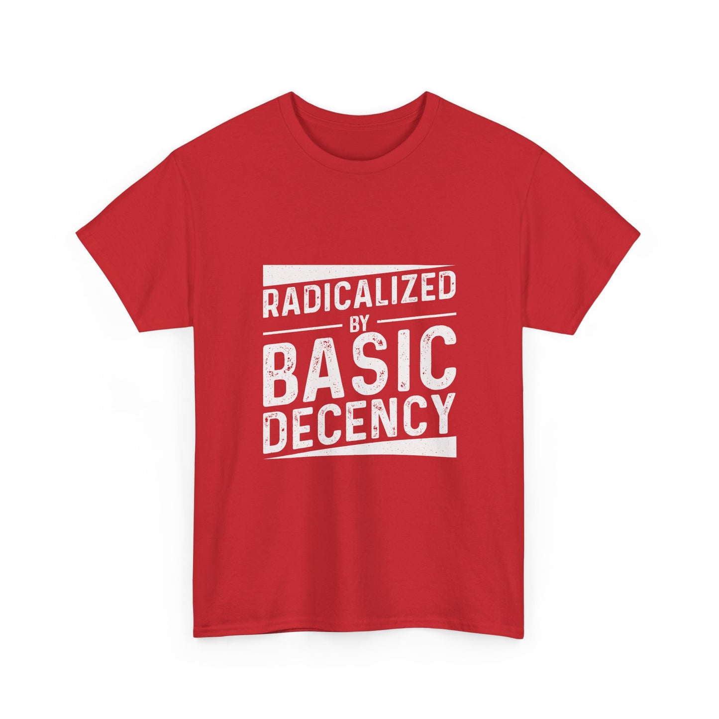 Radicalized by Basic Decency Tee — Statement Slogan Graphic Shirt