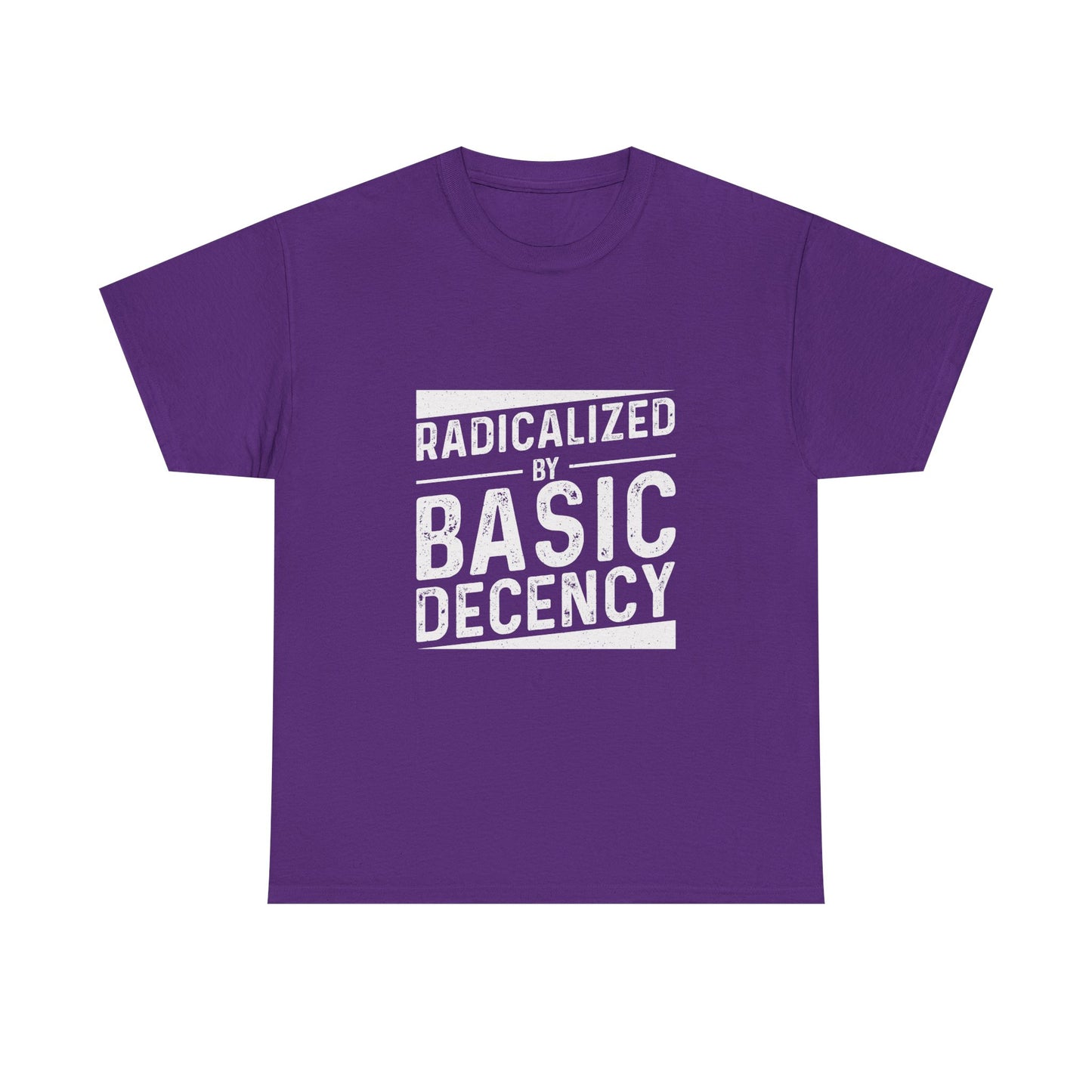 Radicalized by Basic Decency Tee — Statement Slogan Graphic Shirt