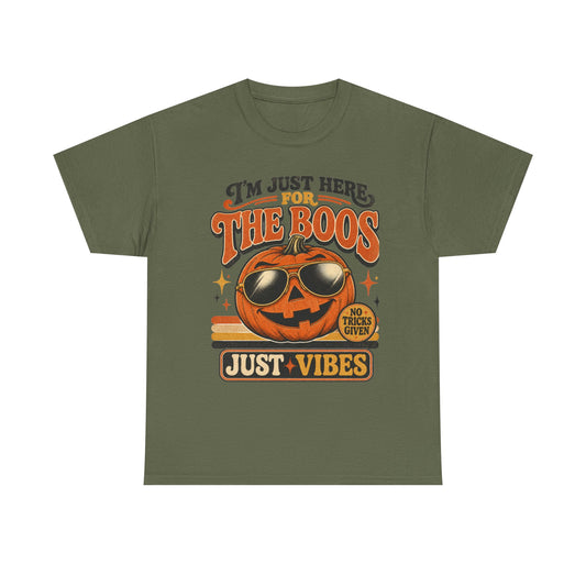 Halloween Pumpkin Tee — "I’m Just Here for the Boos" Retro Vibes
