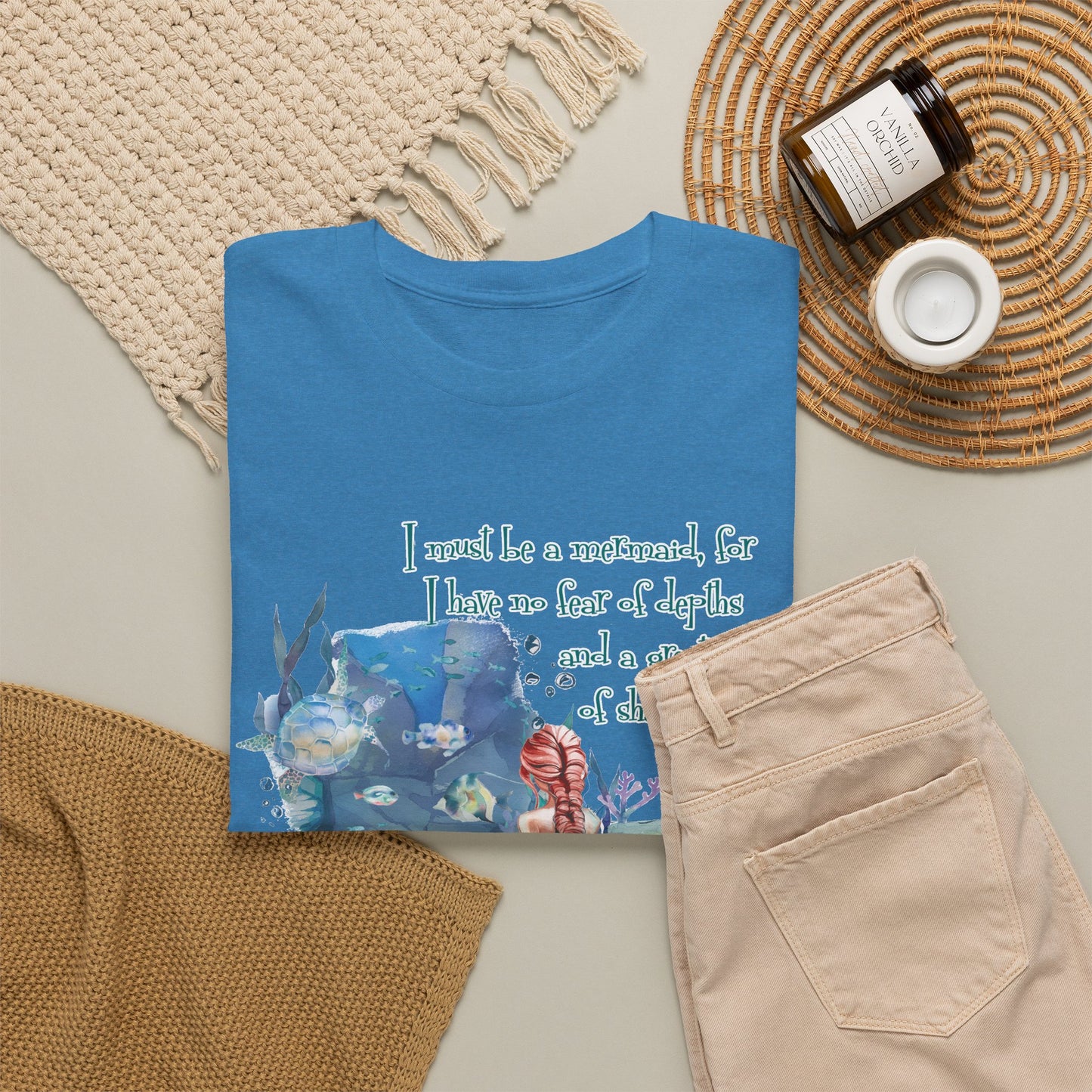 Mermaid Quote T-Shirt — 'I Must Be a Mermaid' Watercolor Tee  - Light colors