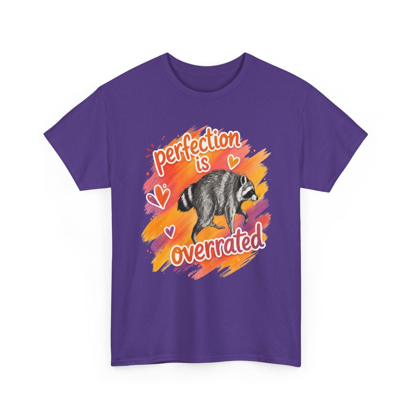 T-Shirt — "Perfection Is Overrated" Raccoon Graphic Tee