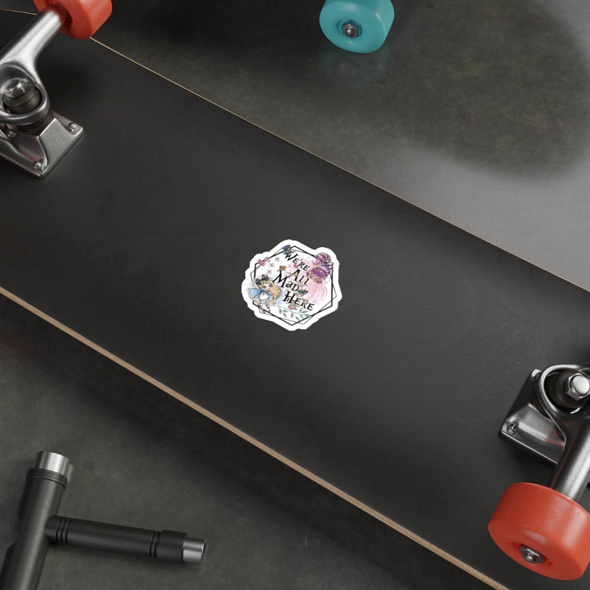 Alice in Wonderland 'We're All Mad Here' Die-Cut Sticker