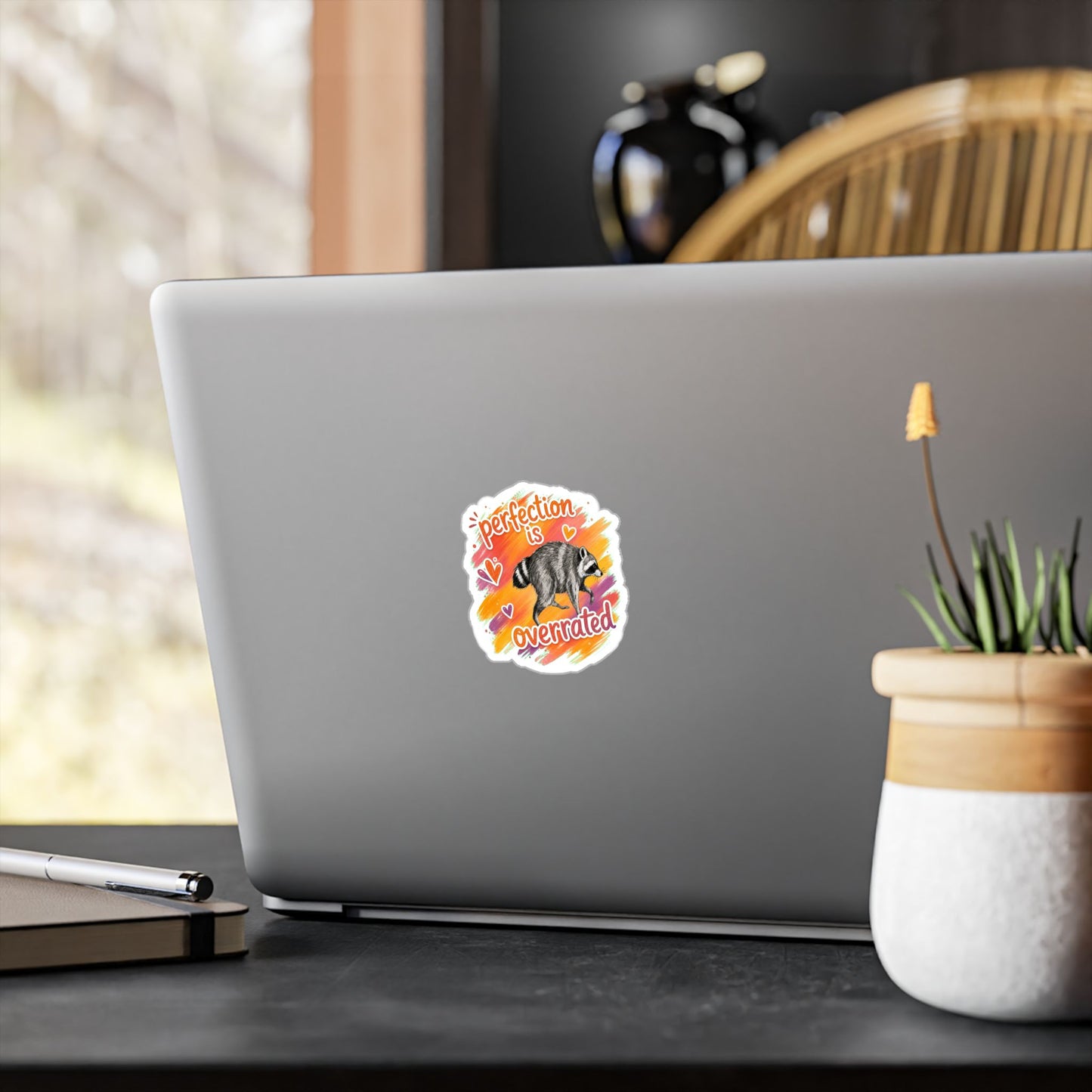 Perfection Is Overrated Raccoon Sticker