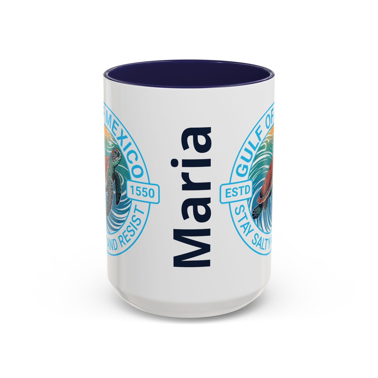Customizable Gulf of Mexico Turtle Coffee Mug — "Stay Salty and Resist" Accent Ceramic Mug