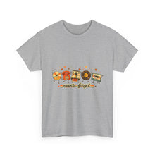 Retro Music Tee — "Never Forget" Vinyl, Cassette & CD Throwback Shirt