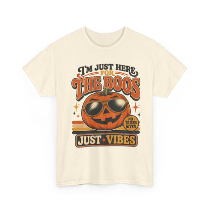 Halloween Pumpkin Tee — "I’m Just Here for the Boos" Retro Vibes