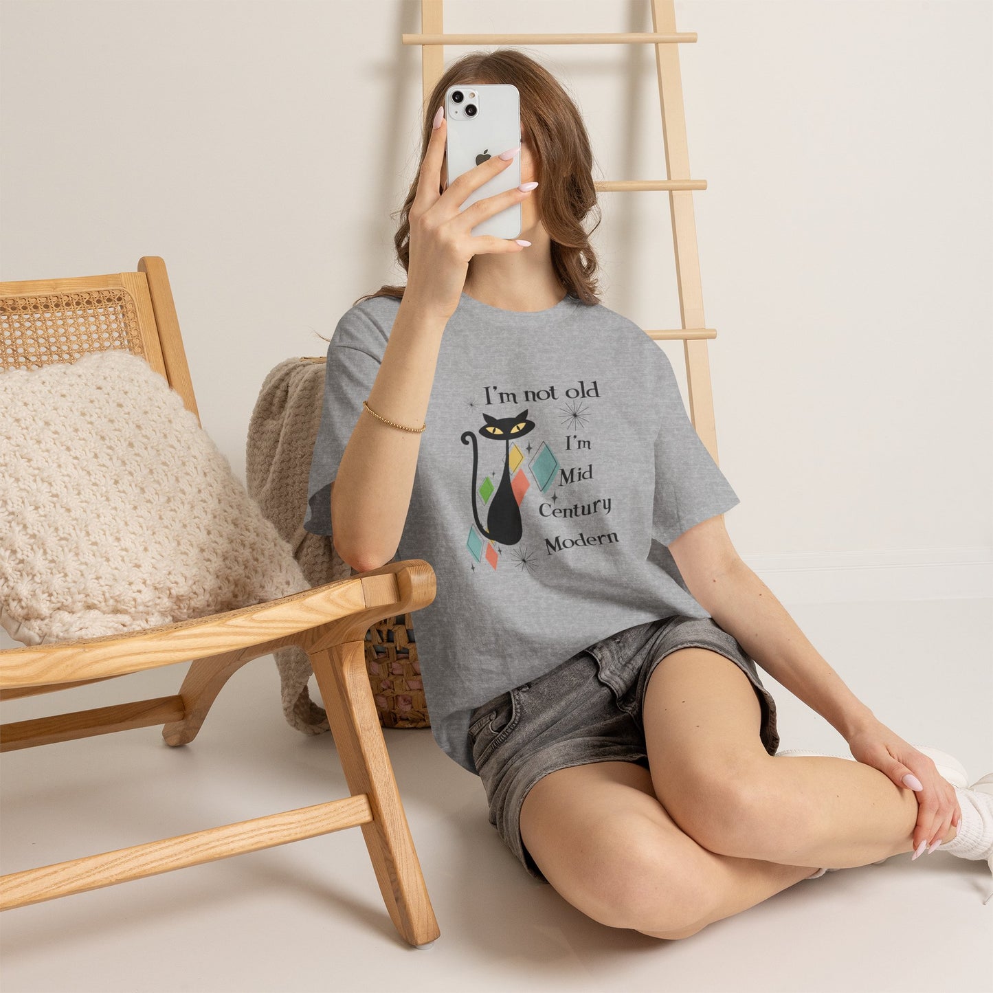 Mid-Century Modern Cat T-Shirt – "I'm Not Old I'm Mid Century Modern" Retro Graphic Tee