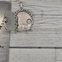 Round Fairy Door locket - Green door Silver