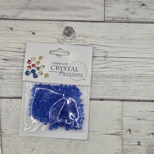 Sapphire - 4mm bicone crystal bead -  Package of 144 Crystal Passions Austrian Crystal Bicone