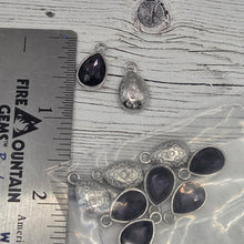 Crystal silver back teardrop Charm - Dark Purple - pack of 10