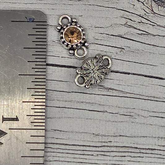 Crystal and silver connectors. Topaz - Pack of 6.