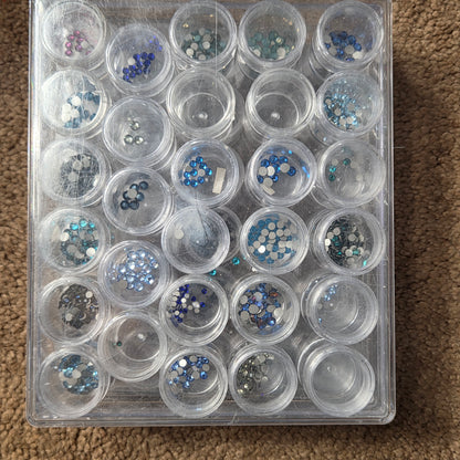 Flat Back Swarovski Crystals, pointed back crystals and storage box