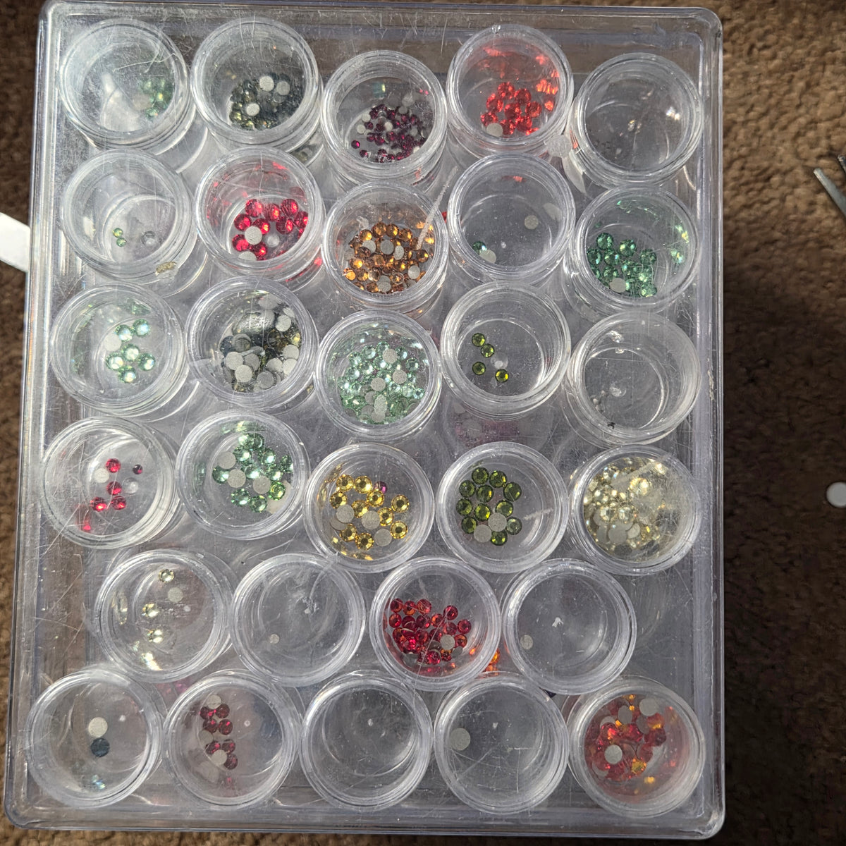 Flat Back Swarovski Crystals, pointed back crystals and storage box