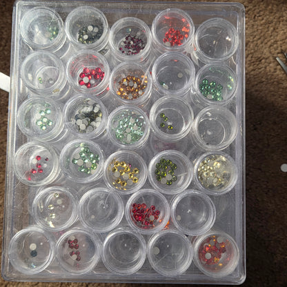 Flat Back Swarovski Crystals, pointed back crystals and storage box