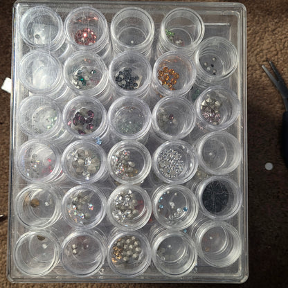 Flat Back Swarovski Crystals, pointed back crystals and storage box