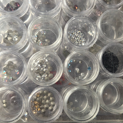 Flat Back Swarovski Crystals, pointed back crystals and storage box