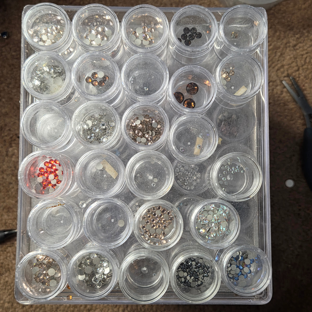 Flat Back Swarovski Crystals, pointed back crystals and storage box