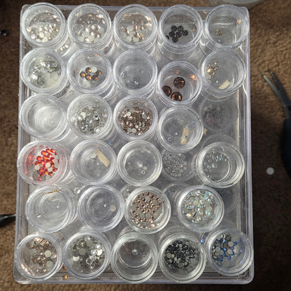 Flat Back Swarovski Crystals, pointed back crystals and storage box