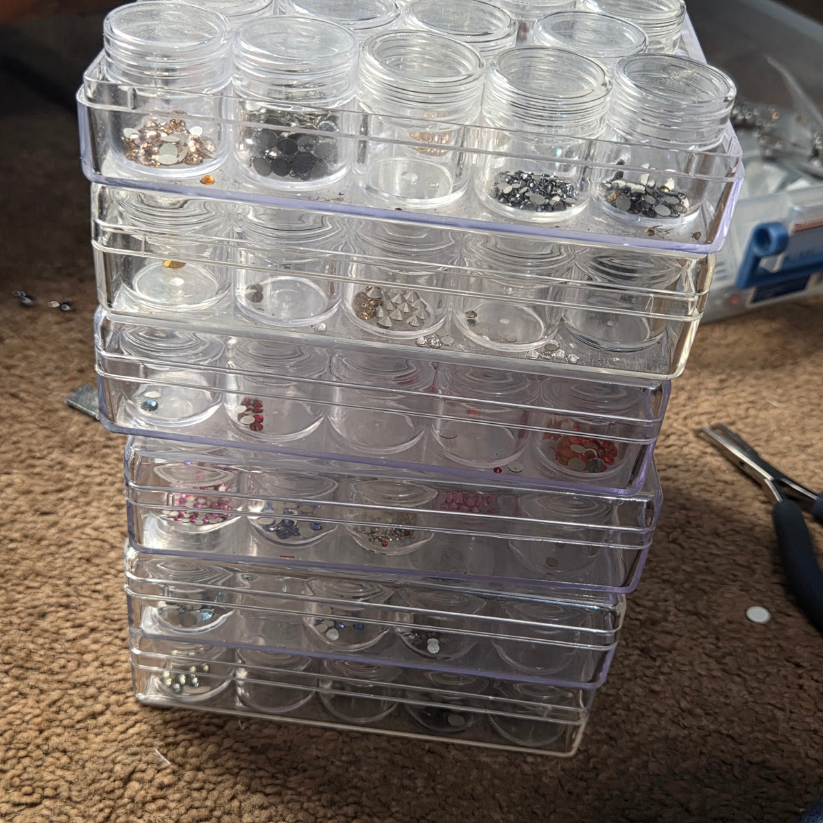 Flat Back Swarovski Crystals, pointed back crystals and storage box