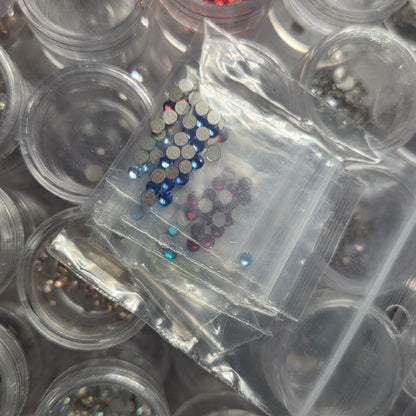Flat Back Swarovski Crystals, pointed back crystals and storage box