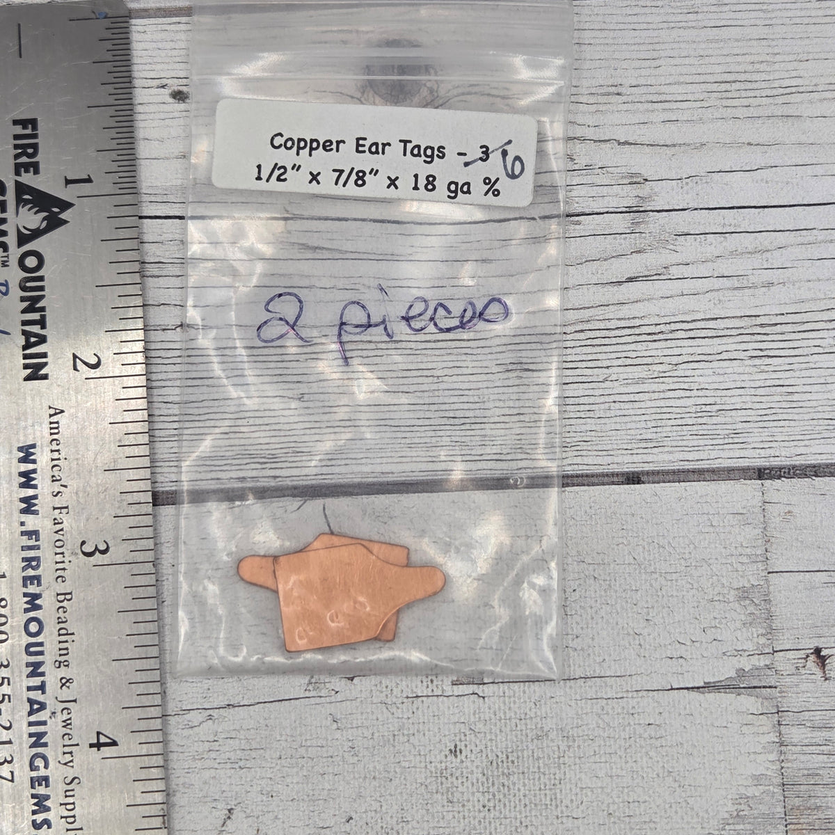 Copper ear tag 1/2" x 7/8"  18ga  2 pcs