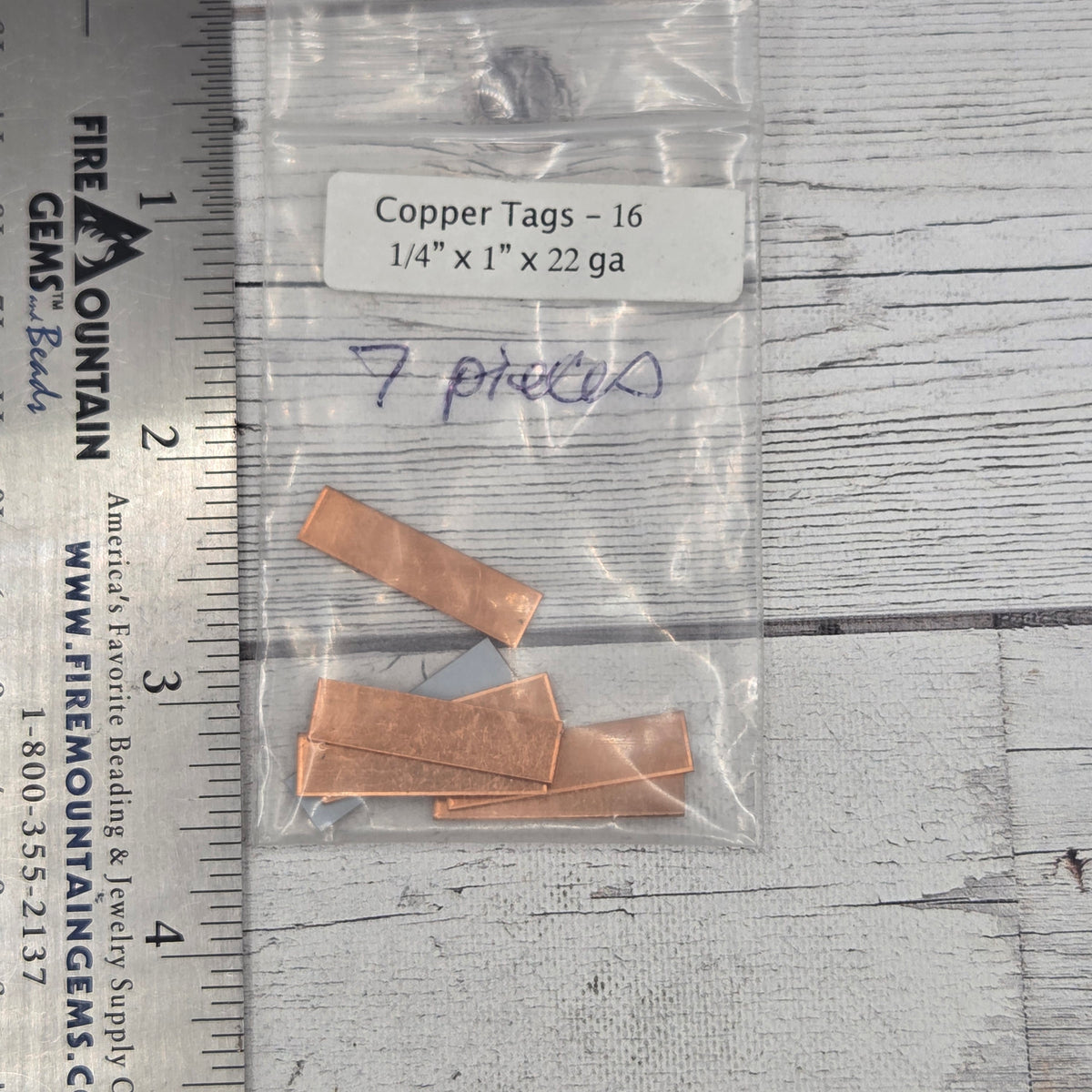 Copper tag 1/4" x 1"  22ga  7 pieces