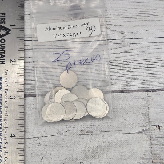 Aluminum round  1/2"  22 ga  25 pieces