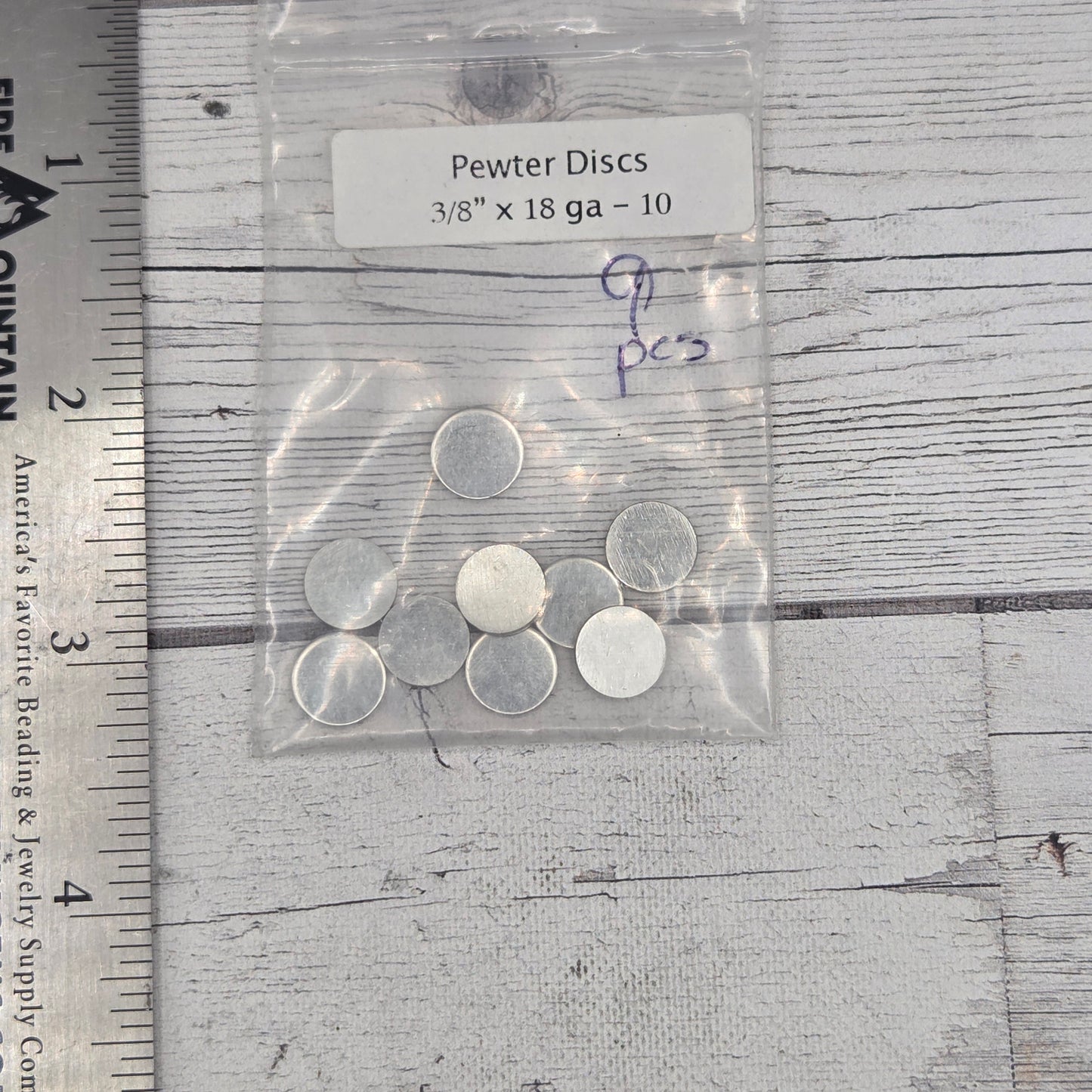 Pewter round  3/8"  18 ga  9 pieces