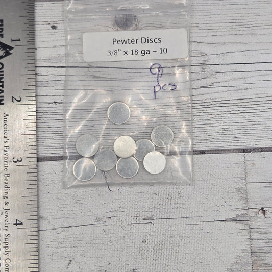 Pewter round  3/8"  18 ga  9 pieces