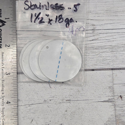 Stainless Steel round 1 1/2"  18ga  6pcs