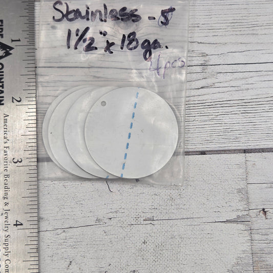Stainless Steel round 1 1/2"  18ga  6pcs