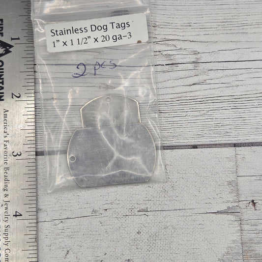Stainless Steel dog tag 1" x 1 1/2"  20ga  2pcs