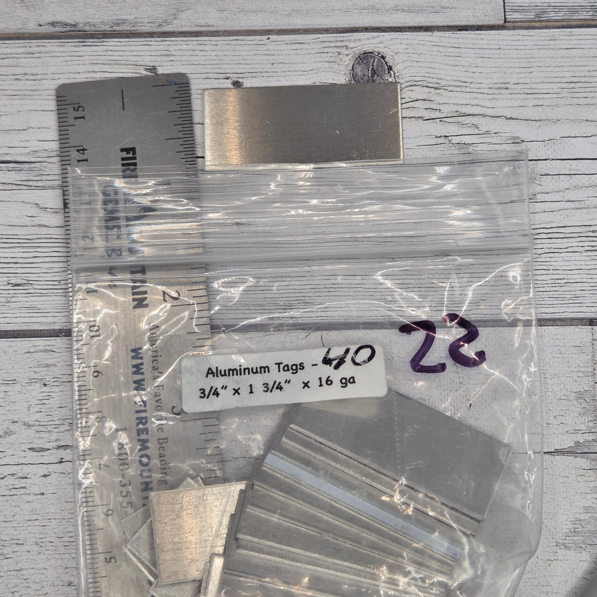 Aluminum tags 3/4" x 1 3/4"  16ga  22  pieces