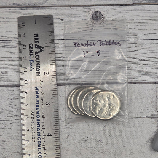 Pewter Pebbles - 1"   5 pieces