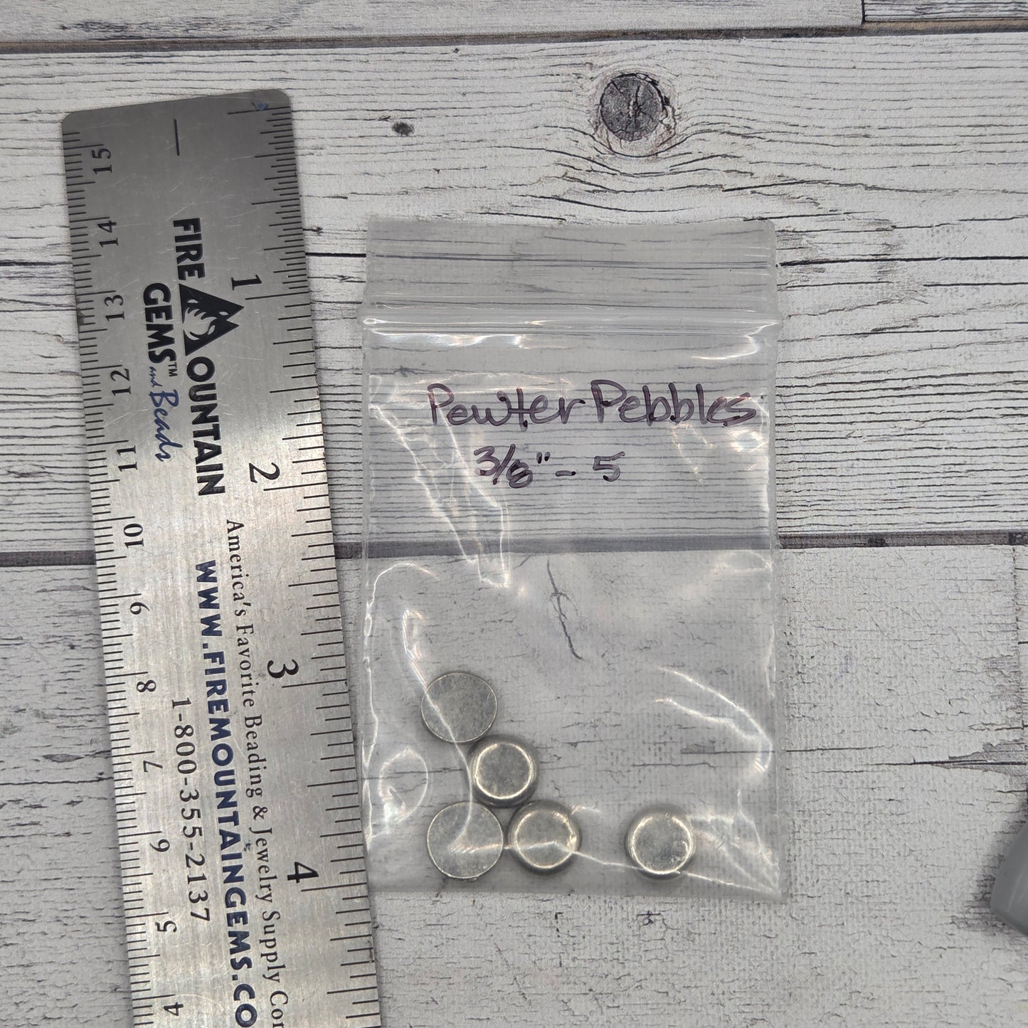 Pewter Pebbles - 3/8"   5 pieces