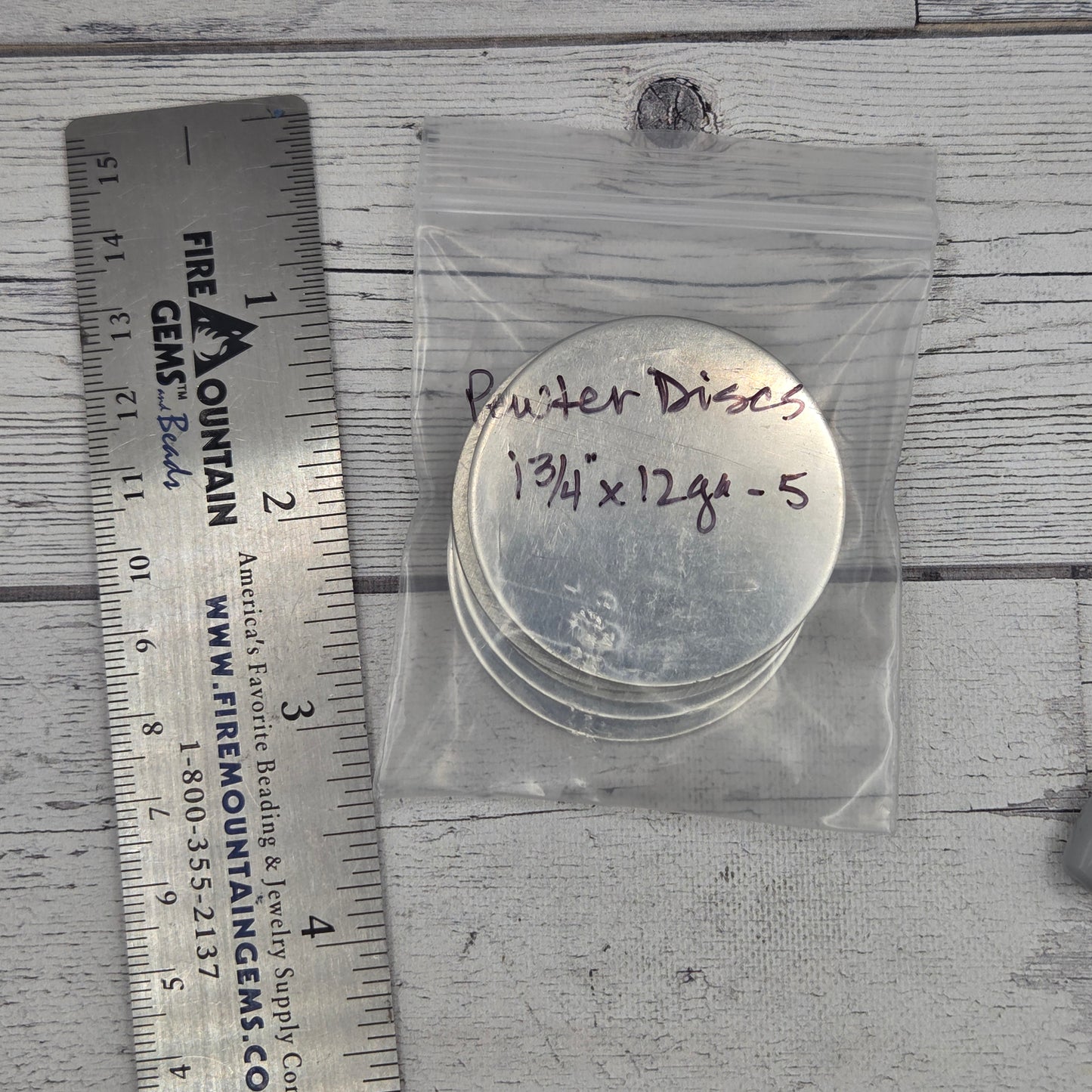 Pewter circle  1 3/4"  12ga  5 pieces