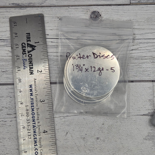 Pewter circle  1 3/4"  12ga  5 pieces
