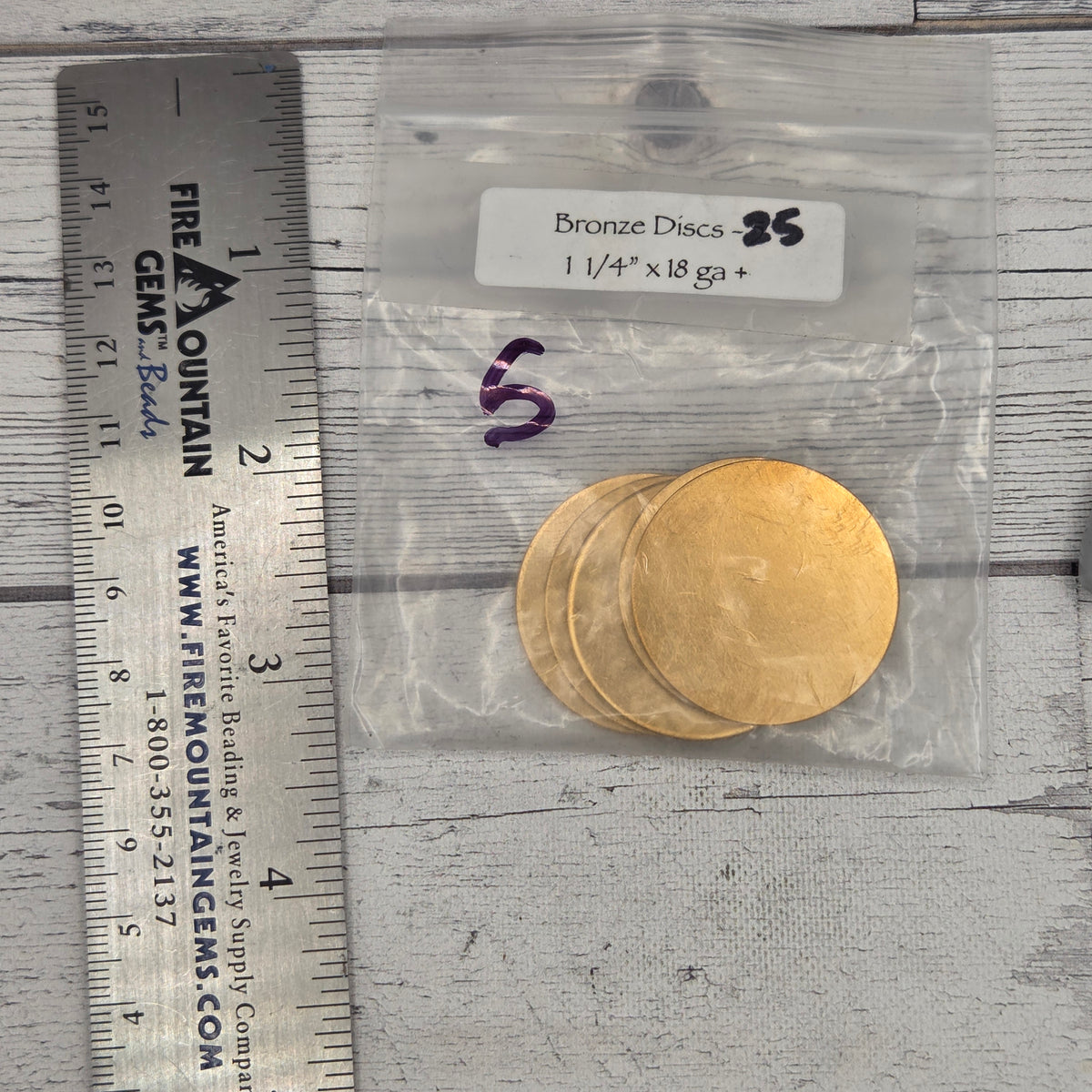 Bronze circle 1 1/4"  18ga  5pcs