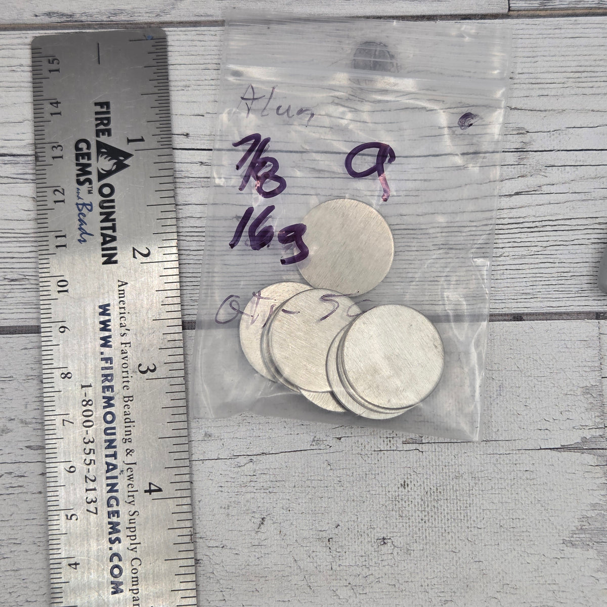 Aluminum circle 7/8"  16ga  9 pcs