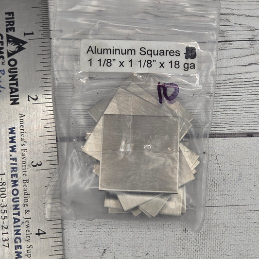 Aluminum square 1 1/8"  18ga  10pcs