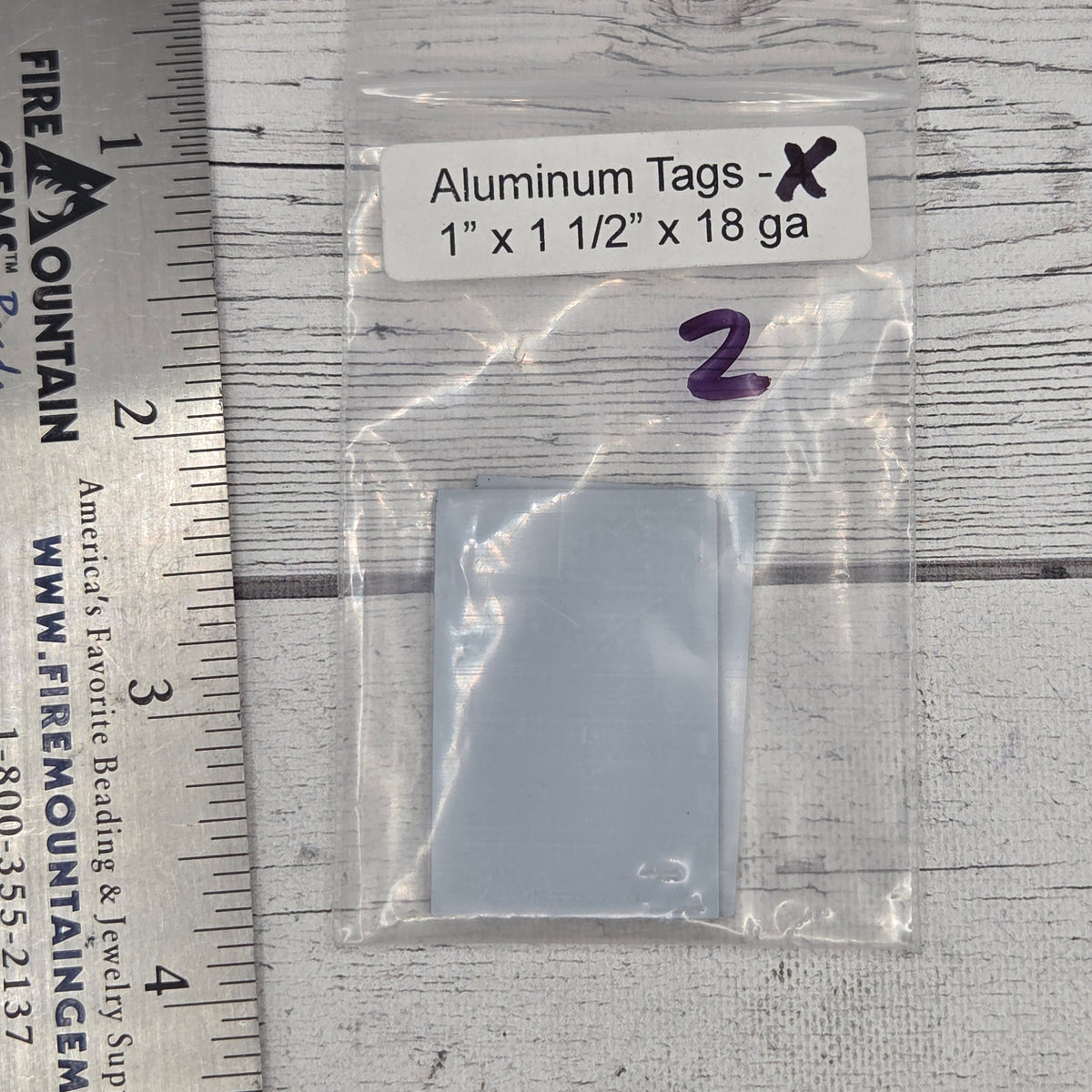 Aluminum Tag 1 x 1 1/2"  18ga  2 pcs