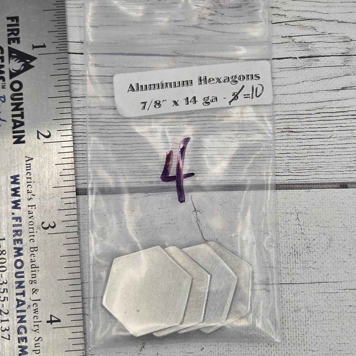 Aluminum Hexagon 7/8"   14ga  4 pcs