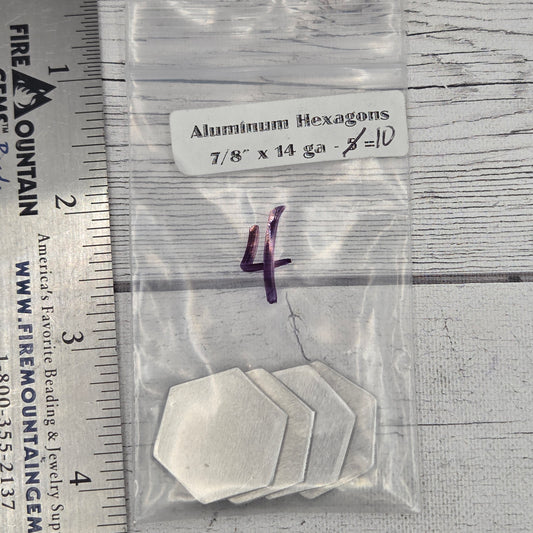 Aluminum Hexagon 7/8"   14ga  4 pcs