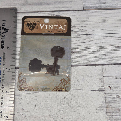 Vintaj Brass Fancy Key Pendant/ Altered Blank P0040 Pack of 2