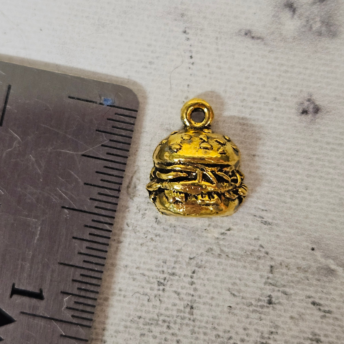 Gold toned Burger Charm - lot of 4