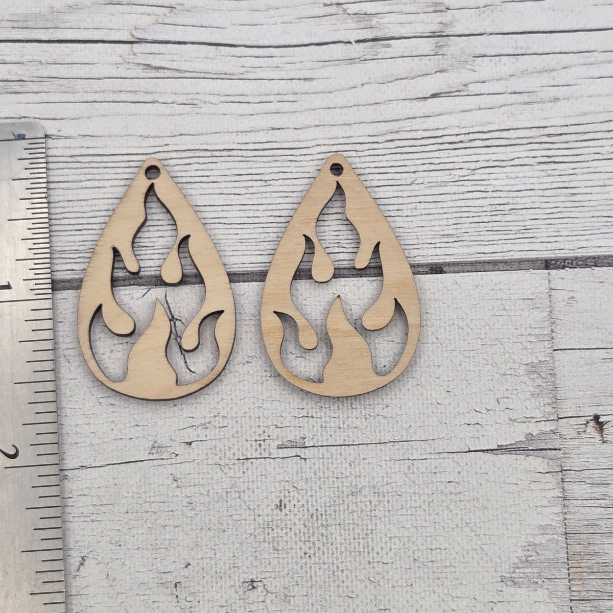 Flame - Laser cut earring pair