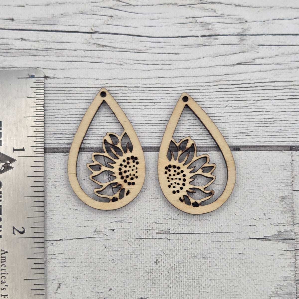 Split Sunflowers  - Laser cut earring pair